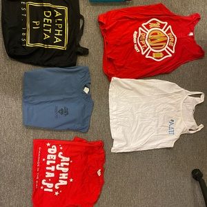 Alpha Delta Pi t-shirts, blanket, towel and water bottle.